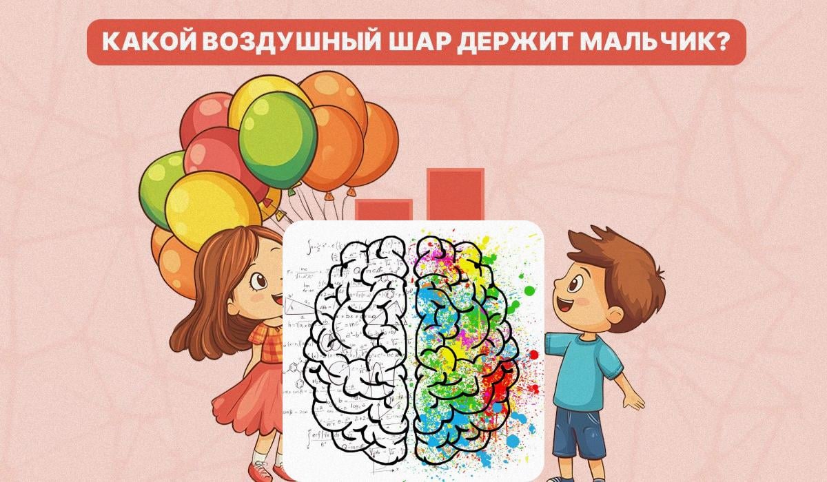 Ki kell találnunk, hogy a fiú melyik léggömböt tartja / kollázs az Moje fotójával